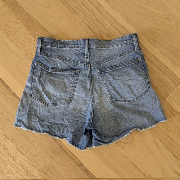 J. Crew High Rise Short Denim Button Fly Distressed Raw Hem 4" Inseam - Picture 4 of 12